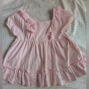 Shabby Chic Pink Ruffle Blouse